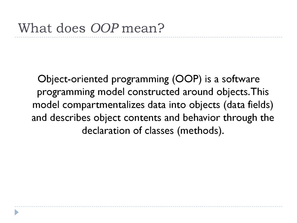 Concepts of Object Oriented Programming ppt download